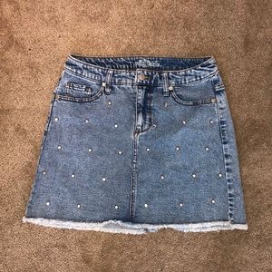 DENIM STUDDED SKIRT
